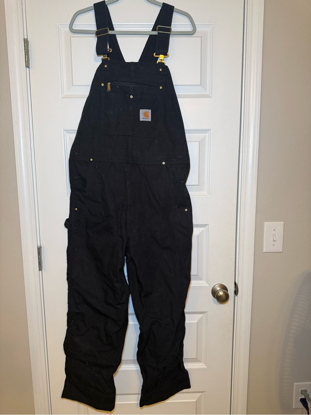 Carhartt Men’s Relaxed Fit Black Duck Bib Overalls with Brass Hardware